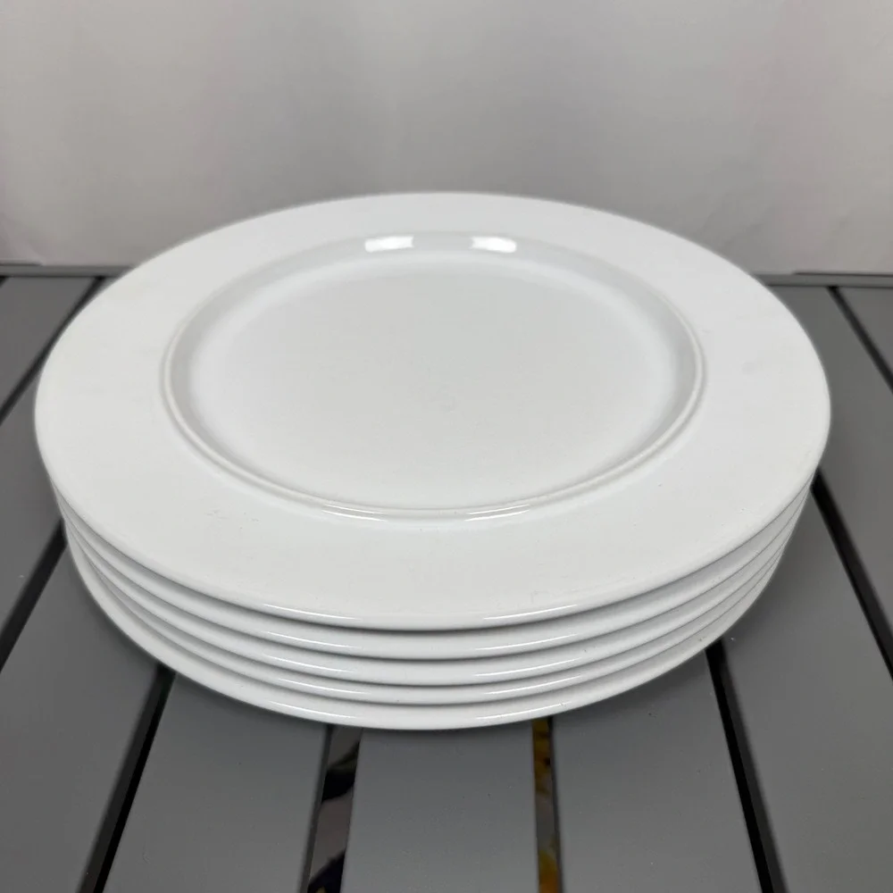 Set of 5x Vintage 1986 Sasaki Anello White Plates Vignelli Designs Made in Japan